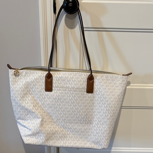 Michael Kors White and Yellow Stripe Tote - Picture 2 of 7